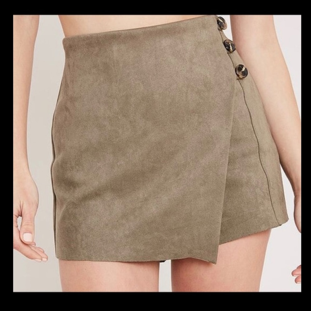 Tan Faux Suede Skort